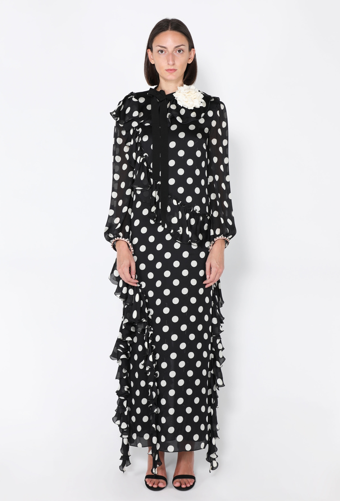 gucci silk chiffon dress Spotted Silk Chiffon Dress, Resort 2017
