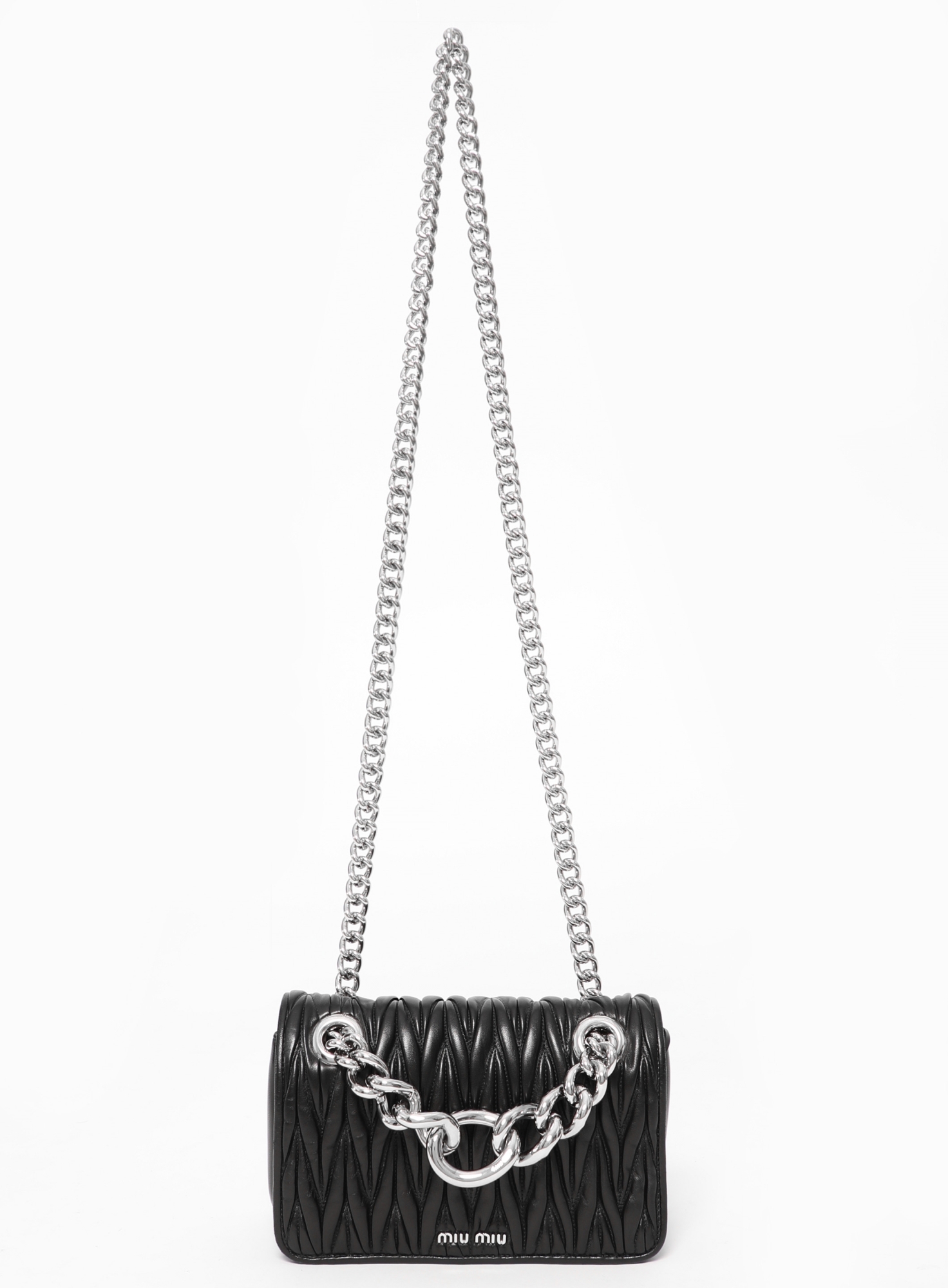 miu miu 黒 キルティング パーティーバッグ MiuMiu Contenitor Matelasse Luxe Padlock Black Mini Shoulder Bag