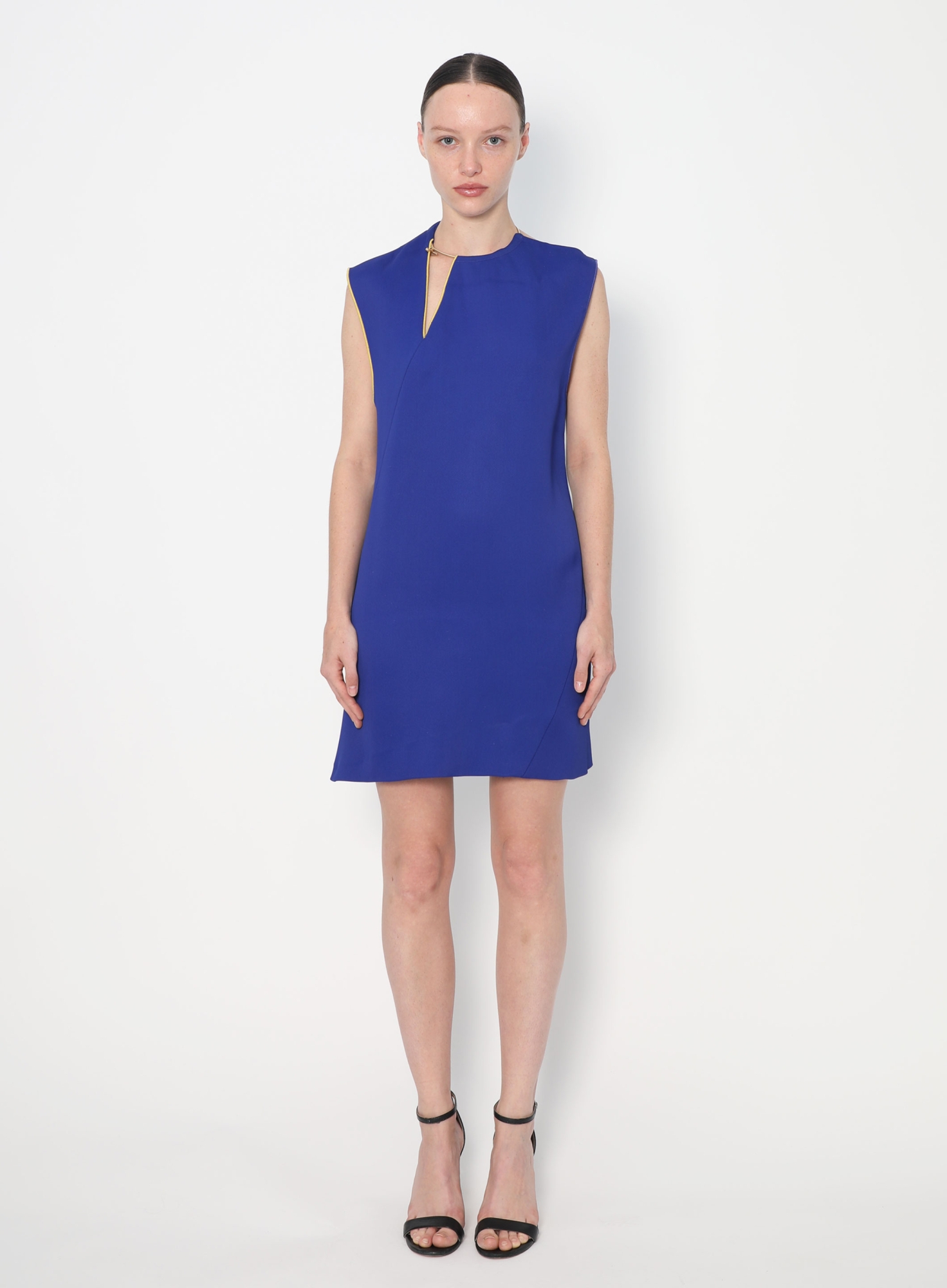 2014 Metallic Collar Shift Dress  Indigo Blue