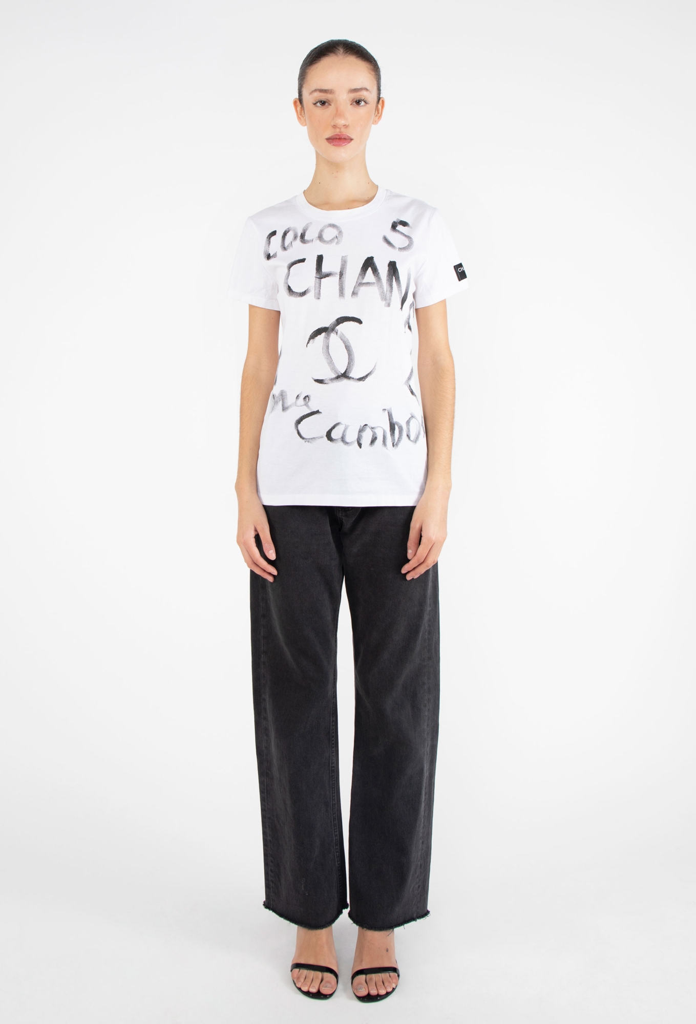 CHANEL シャネル 2008 CHRISTMAS クリスマス ハンドペイントデザイン 半袖Tシャツ ホワイト CHANEL - CHANEL シャネル 2008 CHRISTMAS クリスマス ハンドペイント