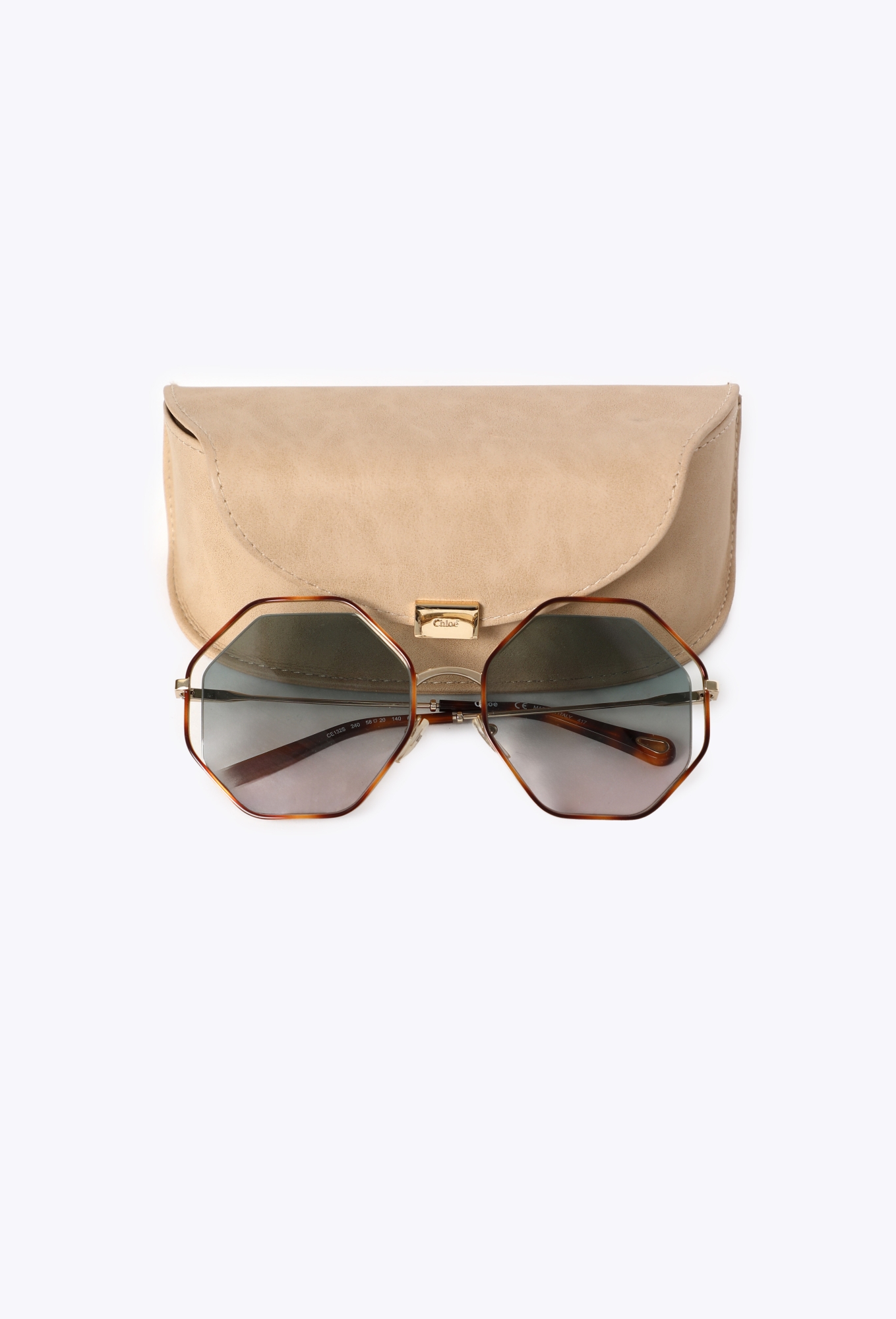 Chloé Poppy Octagonal Geometric Sunglasses Gold Tortoise CE132S - 58 mm - NWT Chloe Gold Poppy Octagonal Sunglasses (RRP £180) | Authentic  main image 3