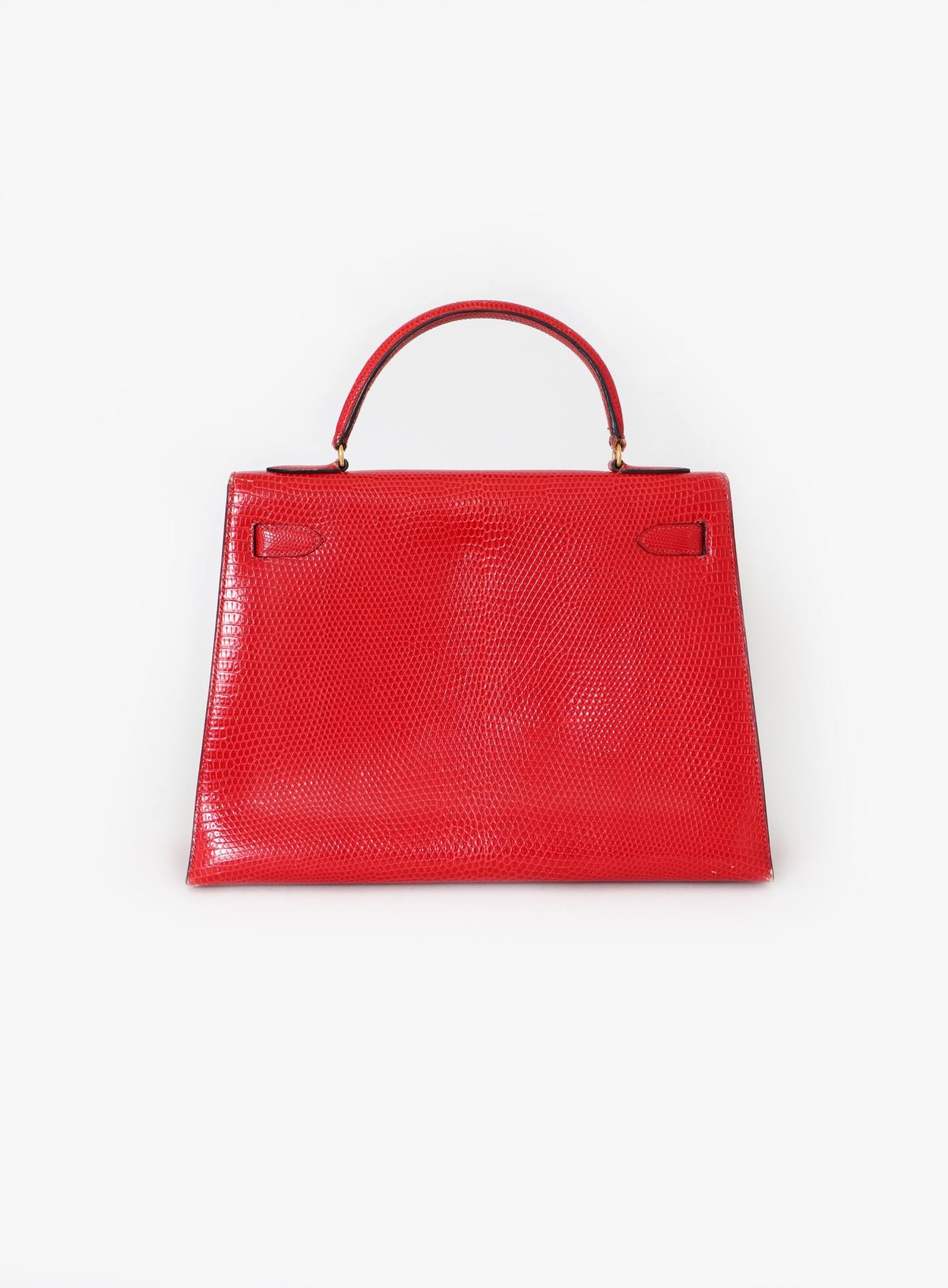 HERMES 赤 ベルベット タンクトップ 80s Red Varanus Salvator Lizard Kelly Sellier 32 | Authentic