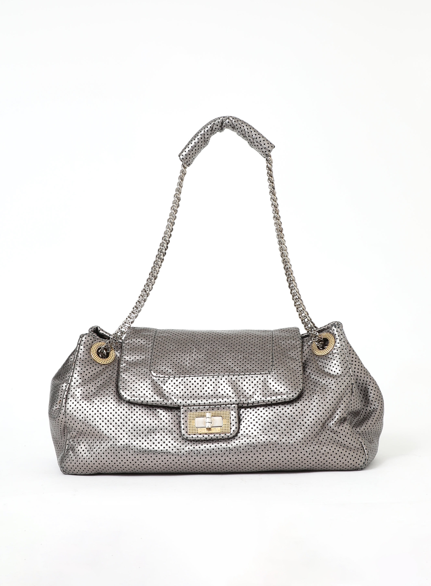 Metallic Perforated 2.55 Jumbo Bag | Authentic & Vintage | ReSee