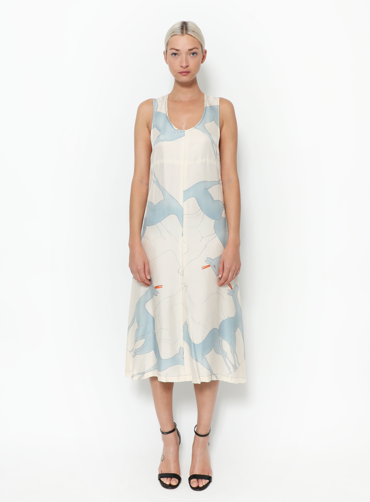 F/W 2015 Wonderland Silk Slip Dress reindeer print - Cline | ReSee