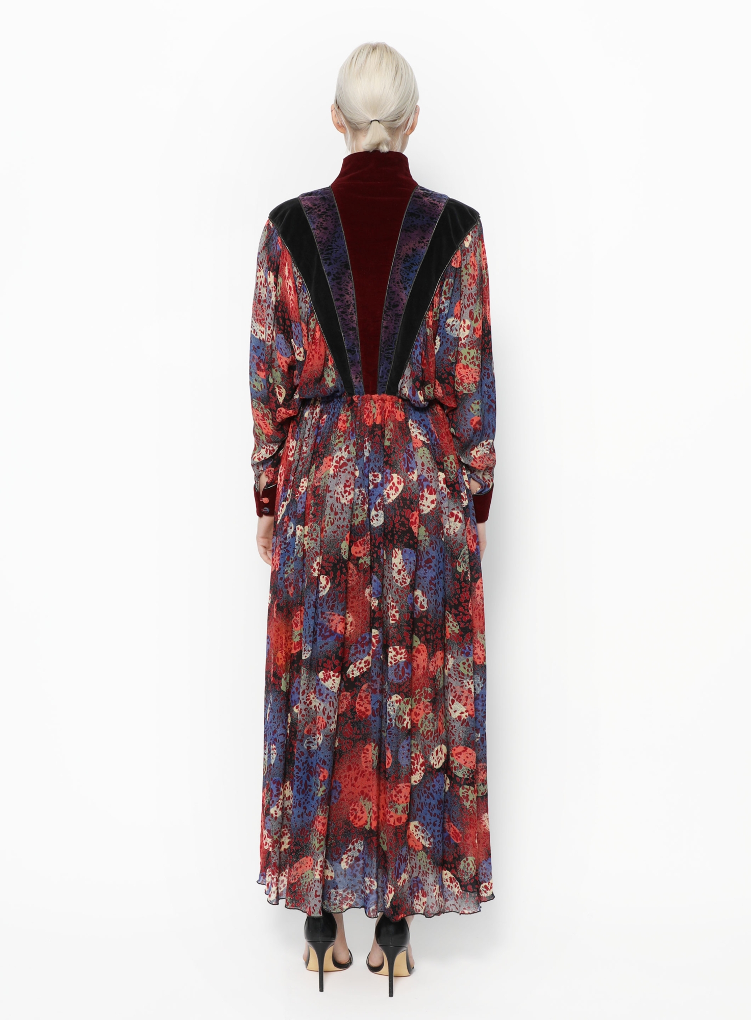 bohemian velvet dress Velvet Bohemian Dress, Floral Print, Long Sleeve, Elegant