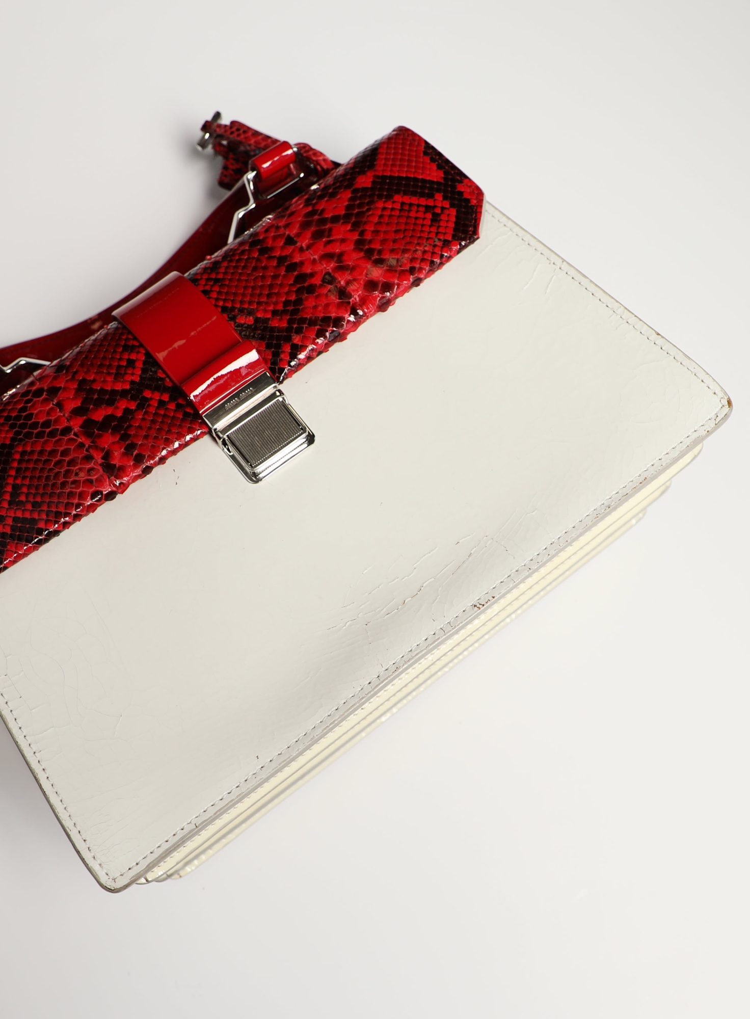 F/W 2015 Python Embossed Patent Top-Handle Bag | Authentic