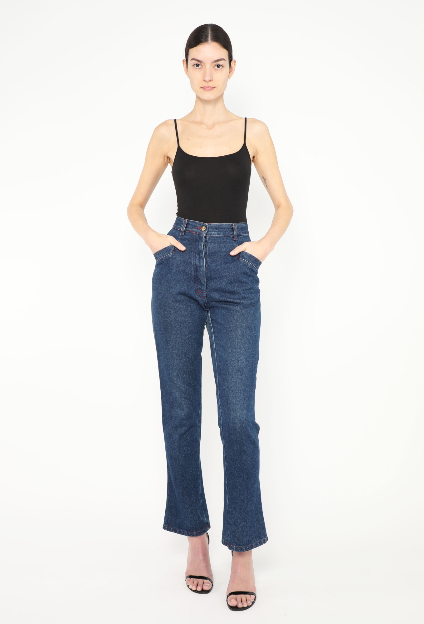 90s Flared Stitched Denim Ensemble | Authentic & Vintage | ReSee