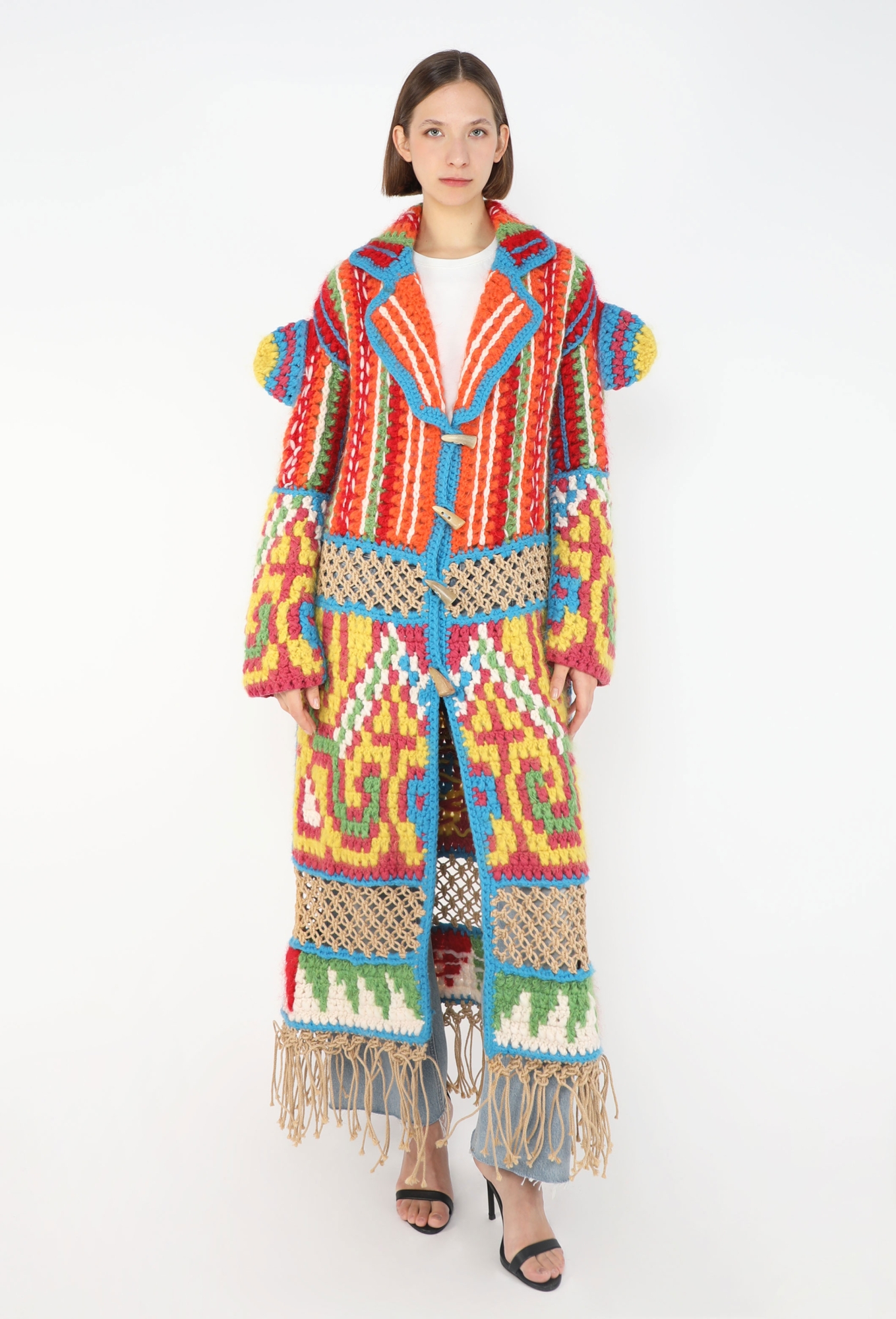 ■ JOHN GALLIANO アーカイブ ツイードコート 48189* Crochet Fringe Cardigan, F/W 2002 - Dior | ReSee
