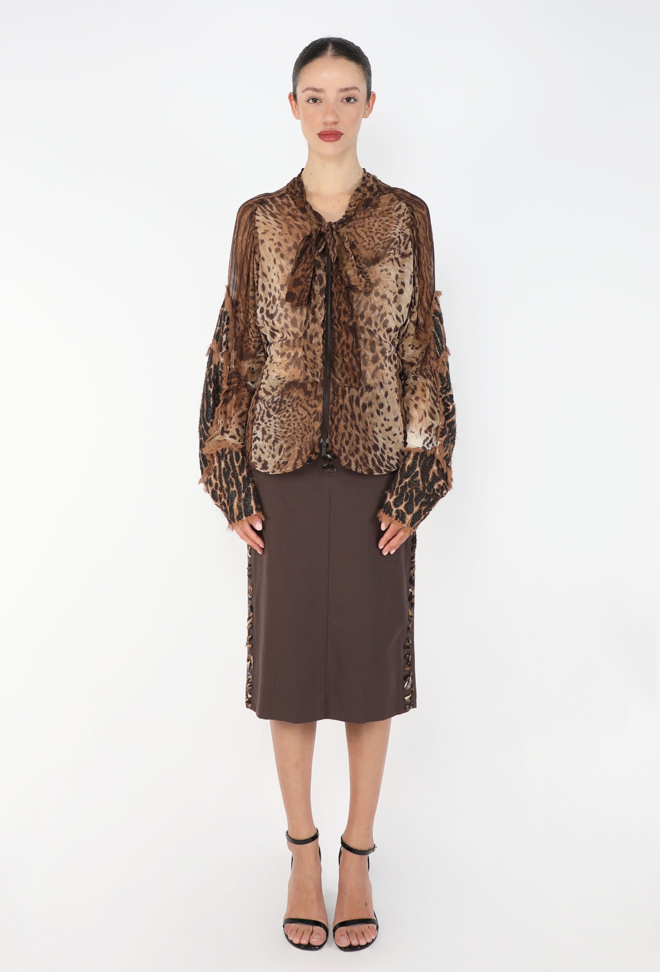 【5/31正午までreilra】【LOYD FORD 】レオパードスカート Tom Ford S/S 2002 Leopard Lavallière Ensemble - Saint Laurent | ReSee