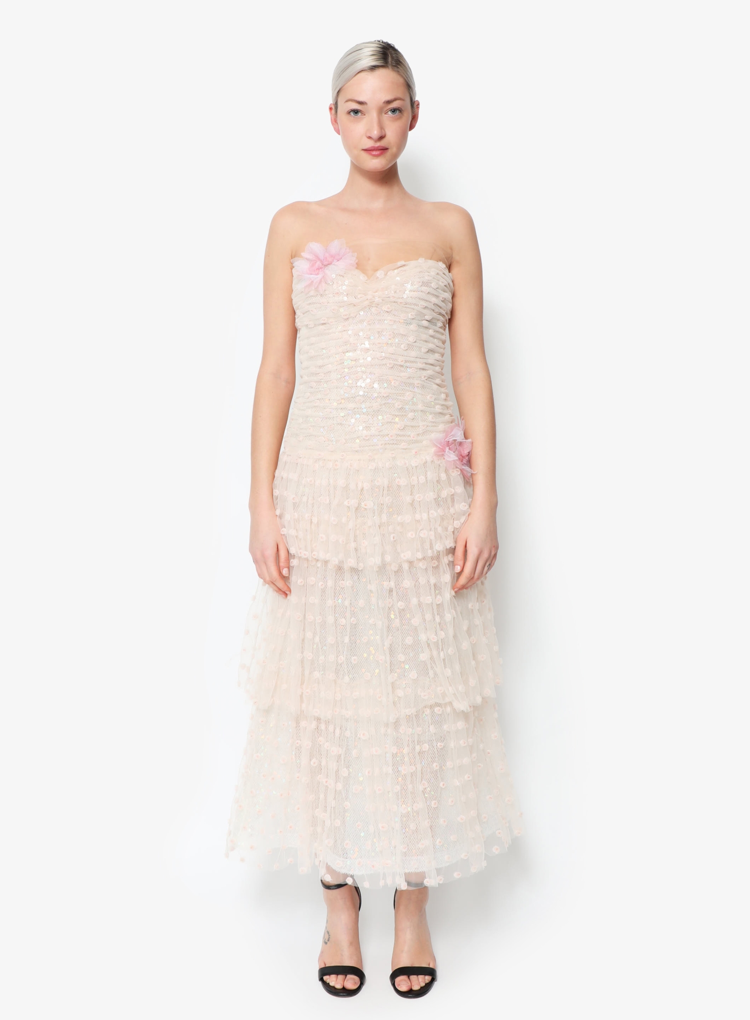 Rodarte F/W 2018 Tulle Rose Dress White Rodarte F/W 2018 Tulle Rose Dress White