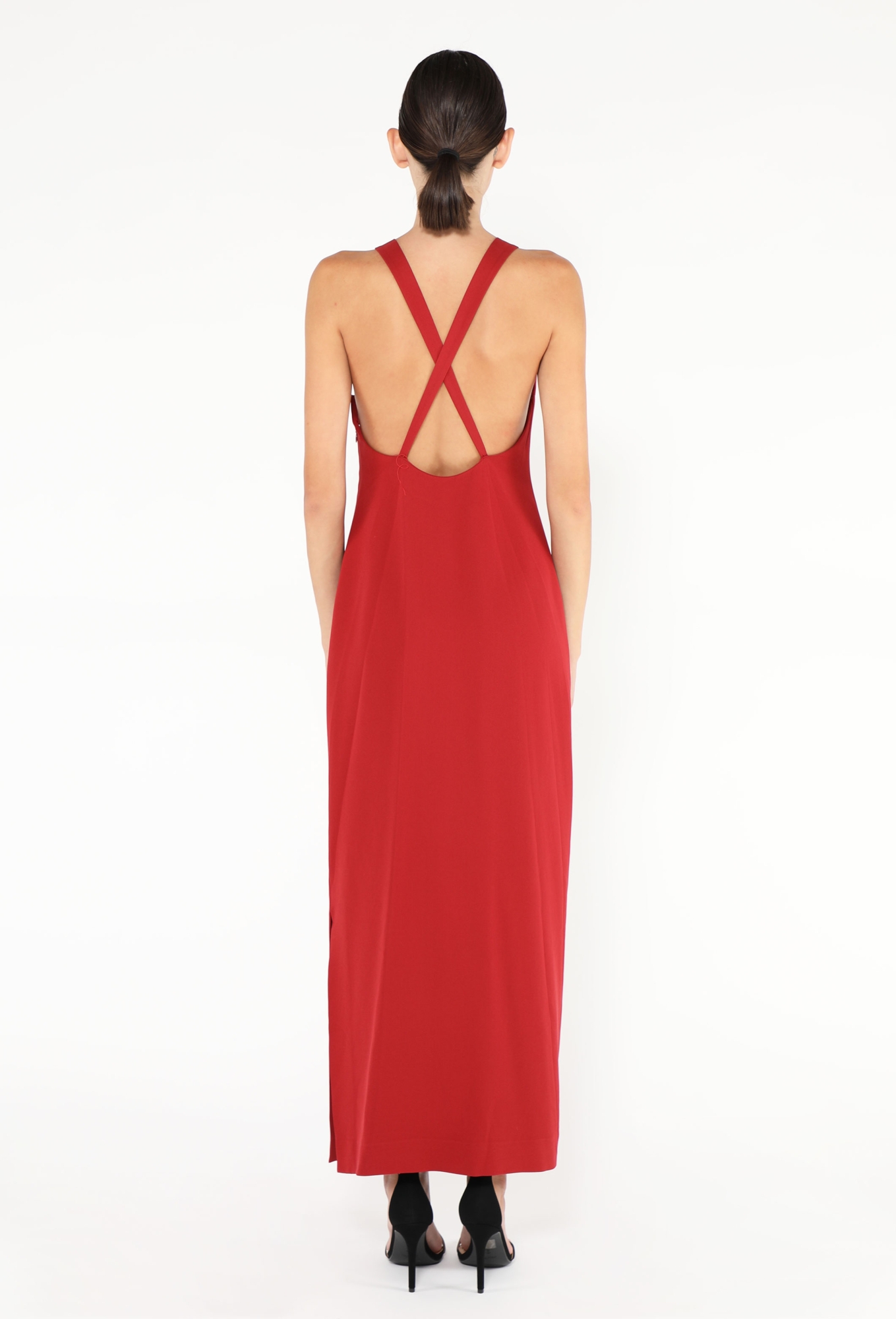 calvin klein red maxi dress Calvin Klein Sara Pleated Maxi Dress
