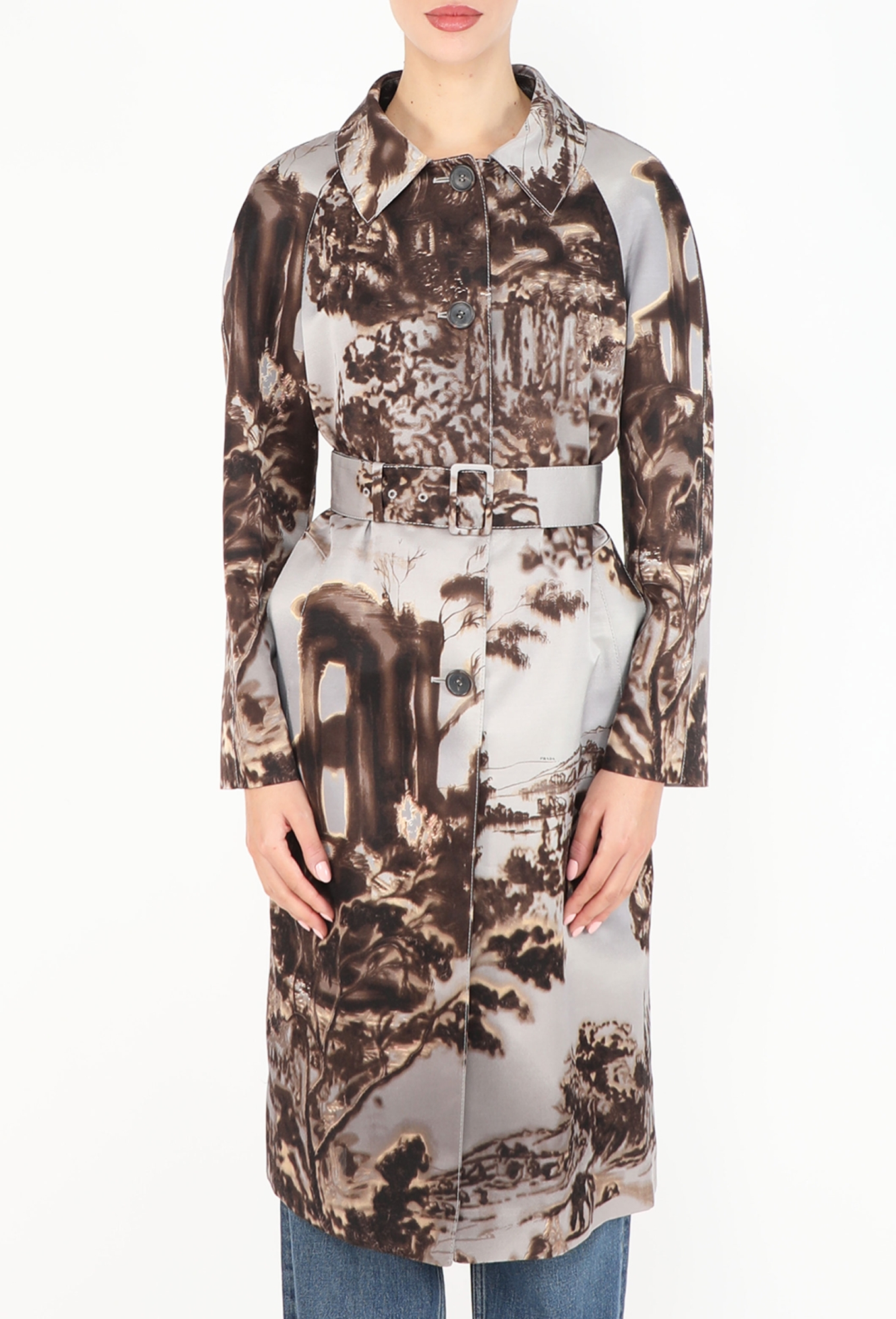 F/W 2004 Belted Silk Printed Trench - Prada | ReSee