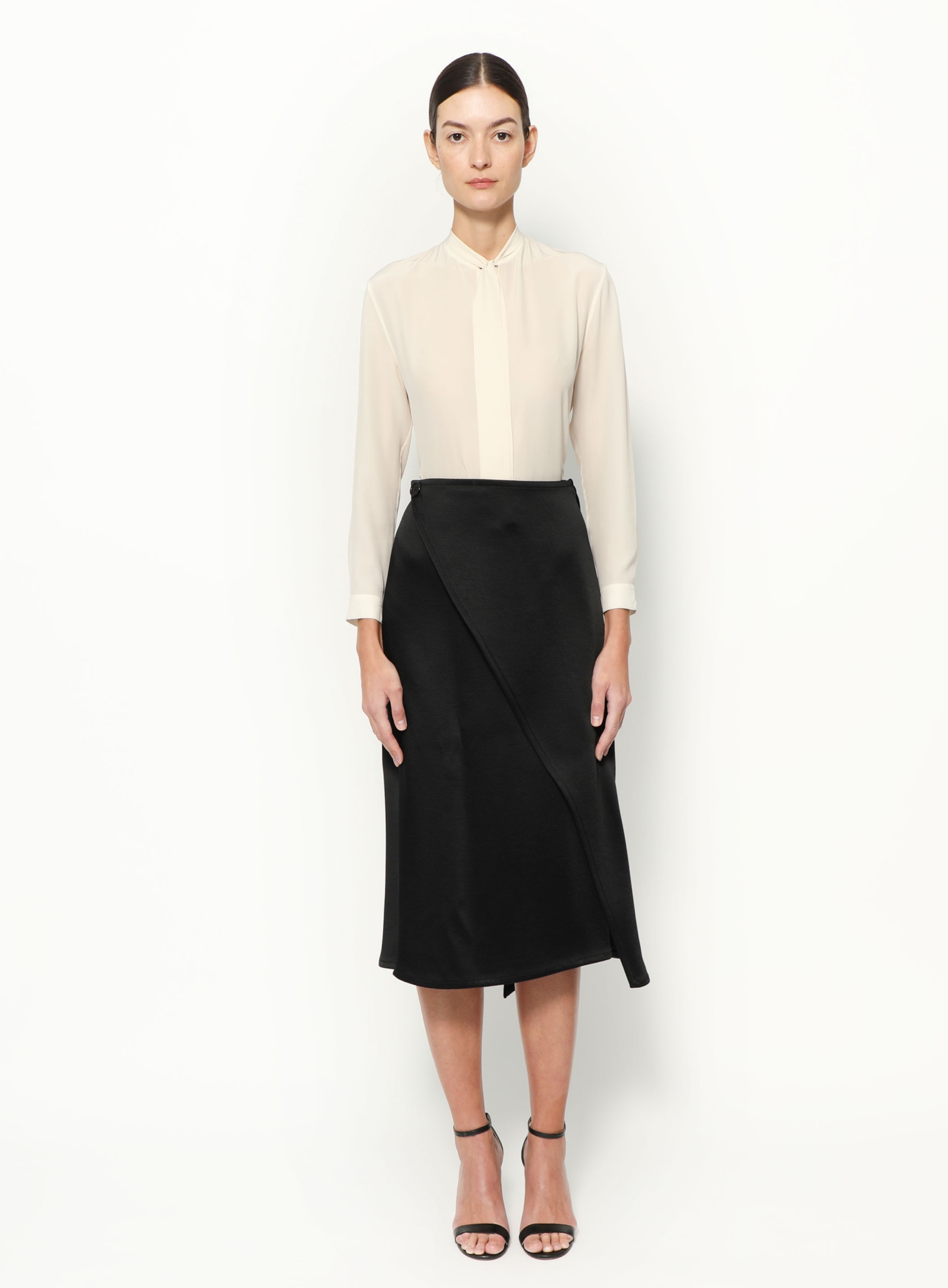 Asymmetrical Satin Wrap Skirt by Phoebe Philo – Fall 2014 - Céline