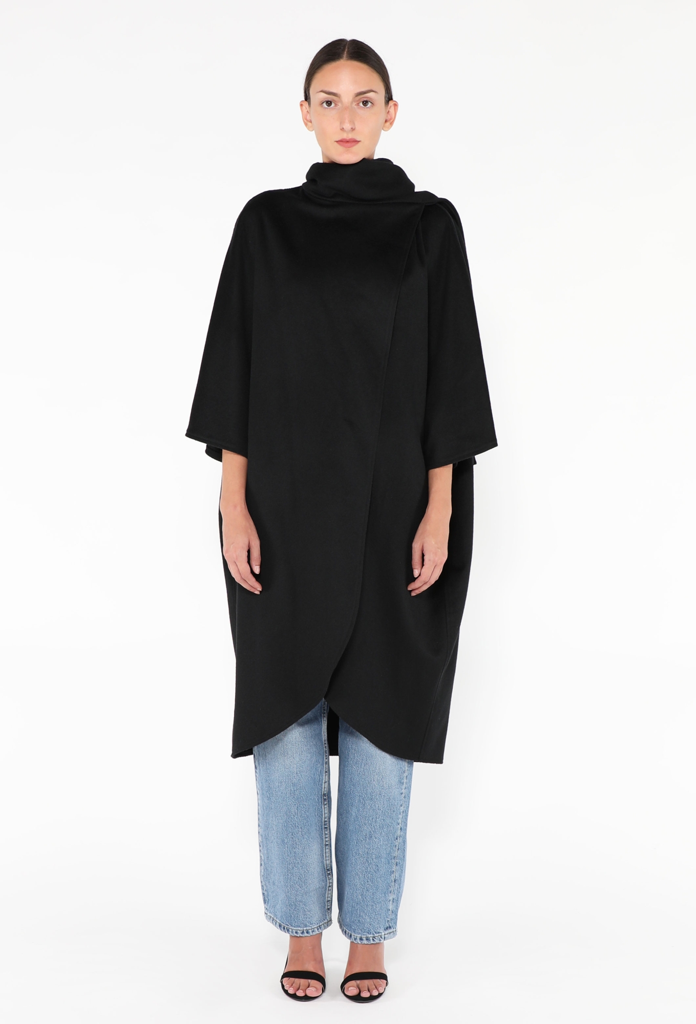 ジャケット・アウター digne throw shawl coat black Gemini '70s Draped Shawl Coat - Exquisite Vintage | ReSee