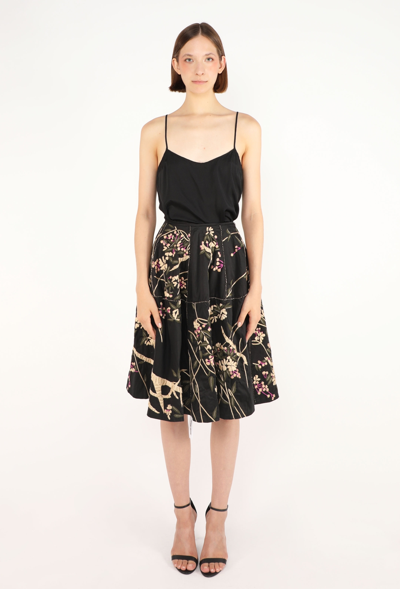 DRIES VAN NOTEN 花柄フレアスカート 40 Floral Embroidered Flared Skirt - Dries Van Noten | ReSee