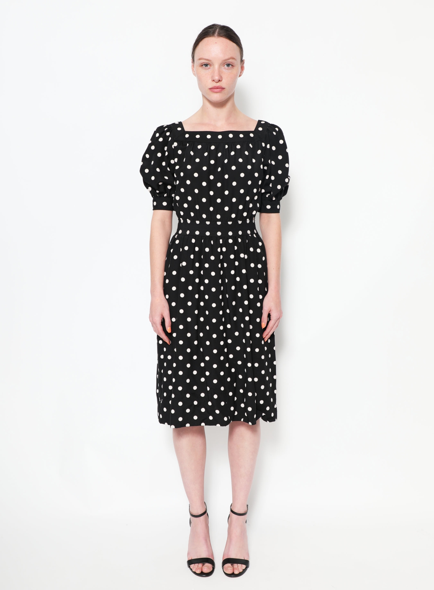 vintage black polka dot dress Peggy Wrap Dress in Black Polka Dot main image 0