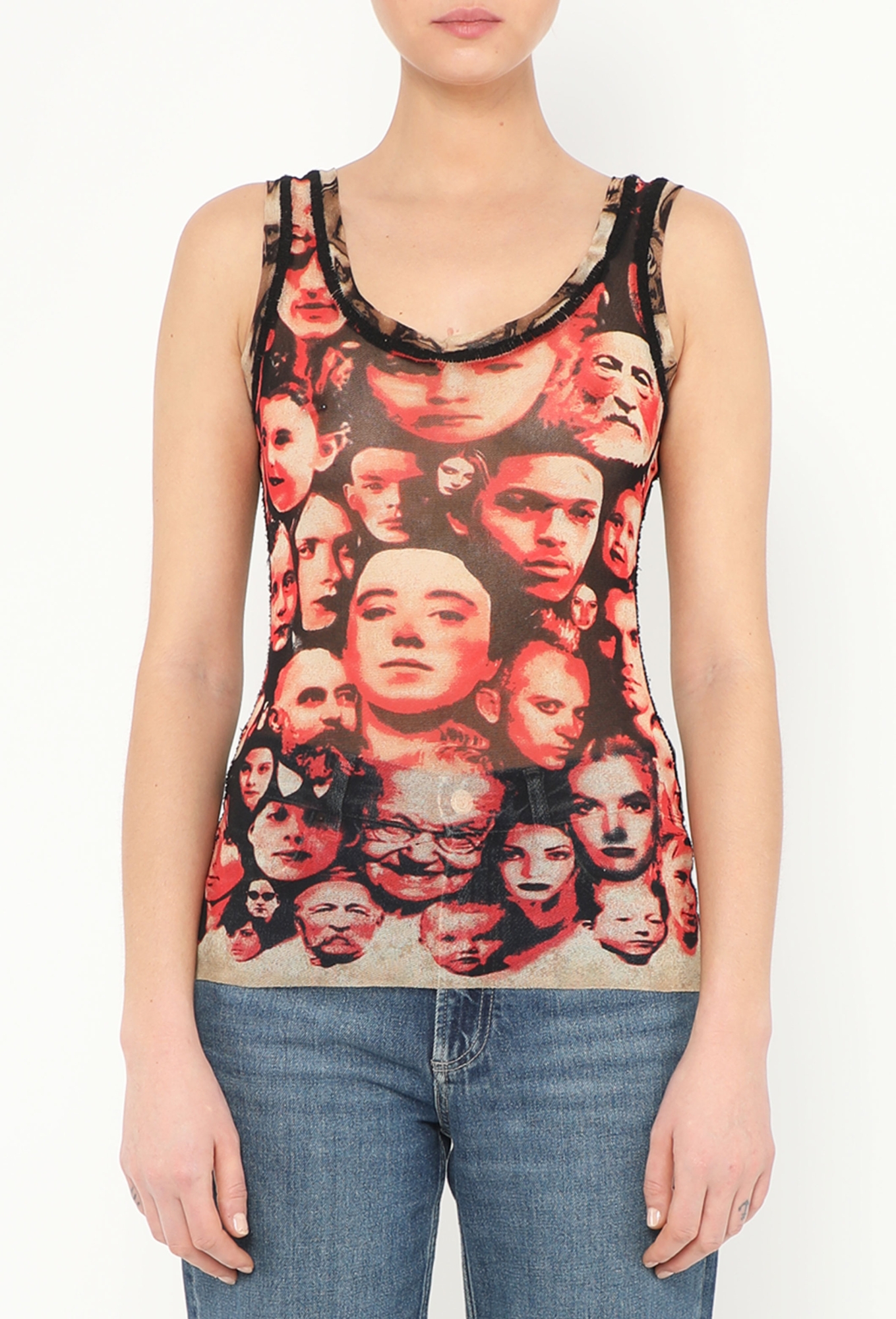 Rare F/W 1992 Mesh Face Print Top - Jean Paul Gaultier | Authentic