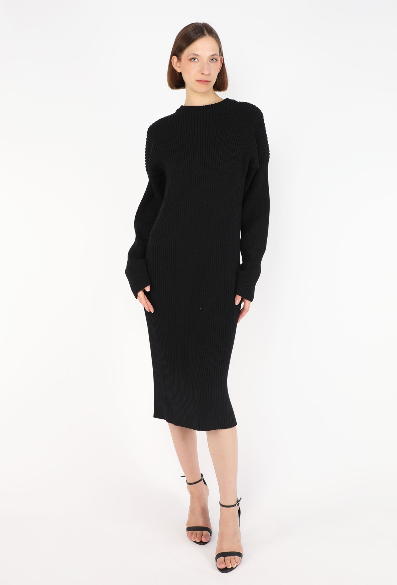 open back ribbed dress Patrizia Pepe Open-back Ribbed Midi Dress