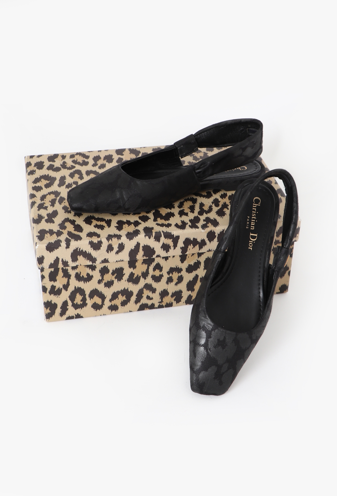 靴 Christian Dior Mizza Slingback Flat 2022 Leopard Jacquard Mizza Slingbacks | Authentic & Vintage | ReSee