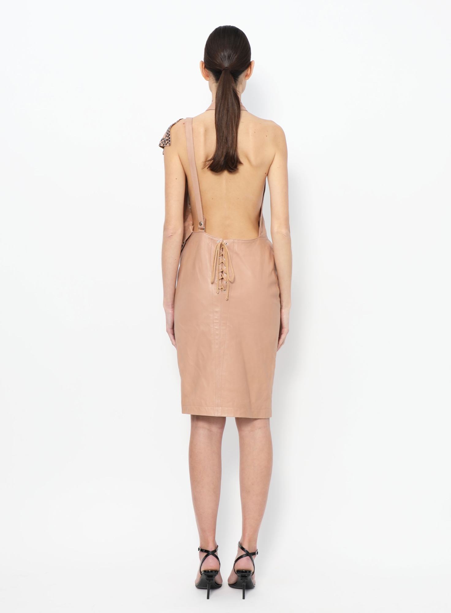 Open-Back Studded Leather Dress| Authentic & Vintage | ReSee