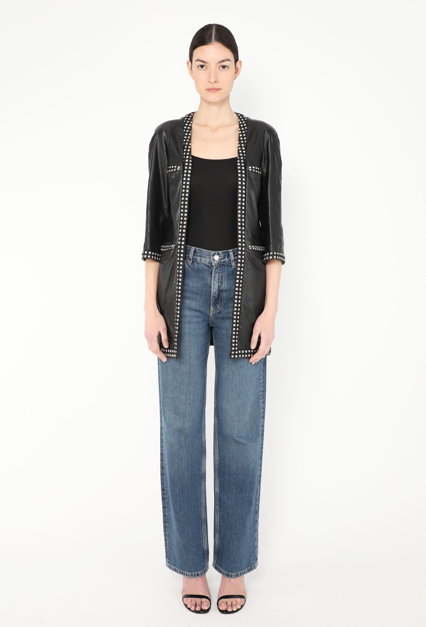 90s Lamé Tweed Leather Jacket - Chanel | Authentic & Vintage | ReSee