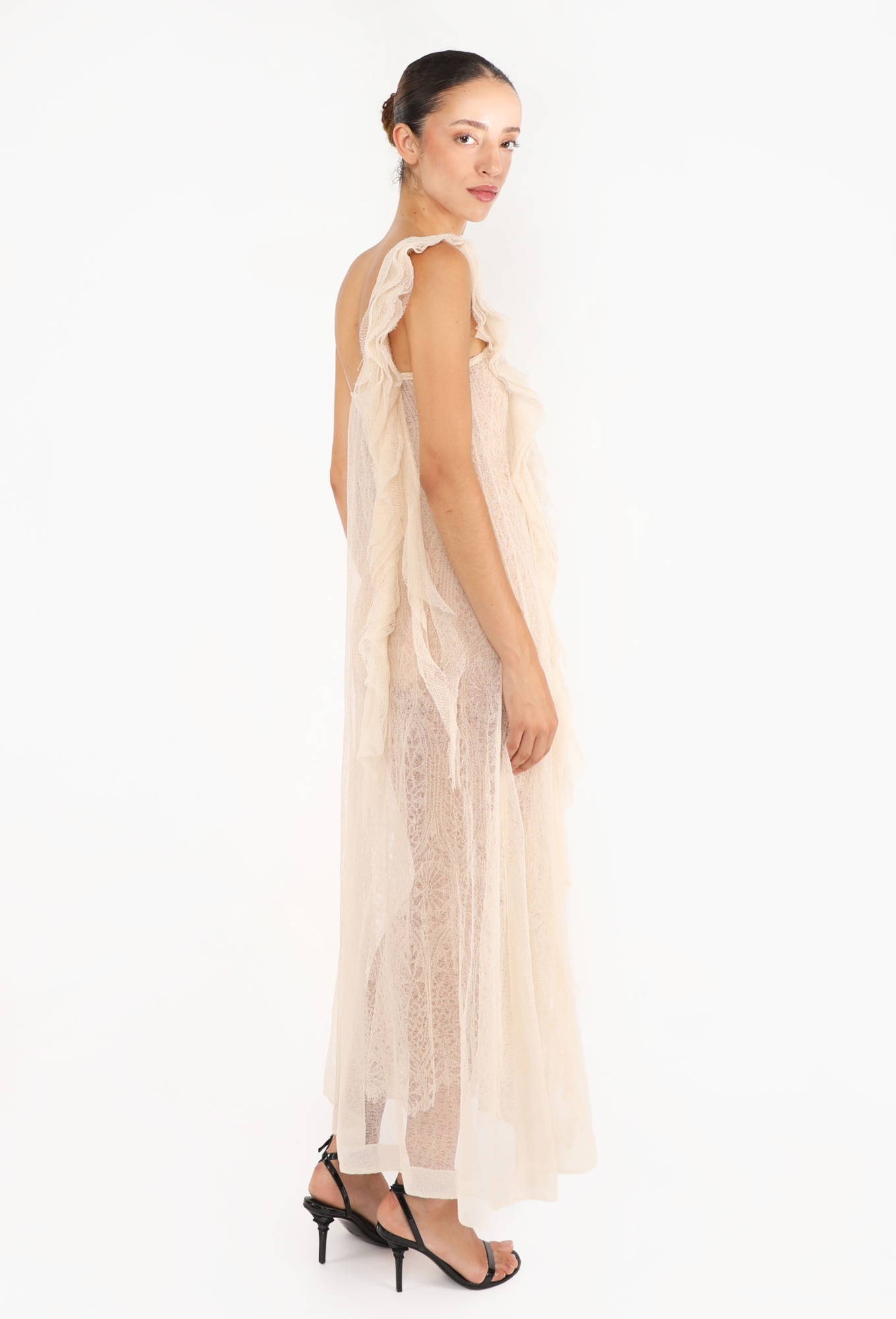 beige dior dress Crochet Lace Silk Dress, Spring 2024 - Size:19.5