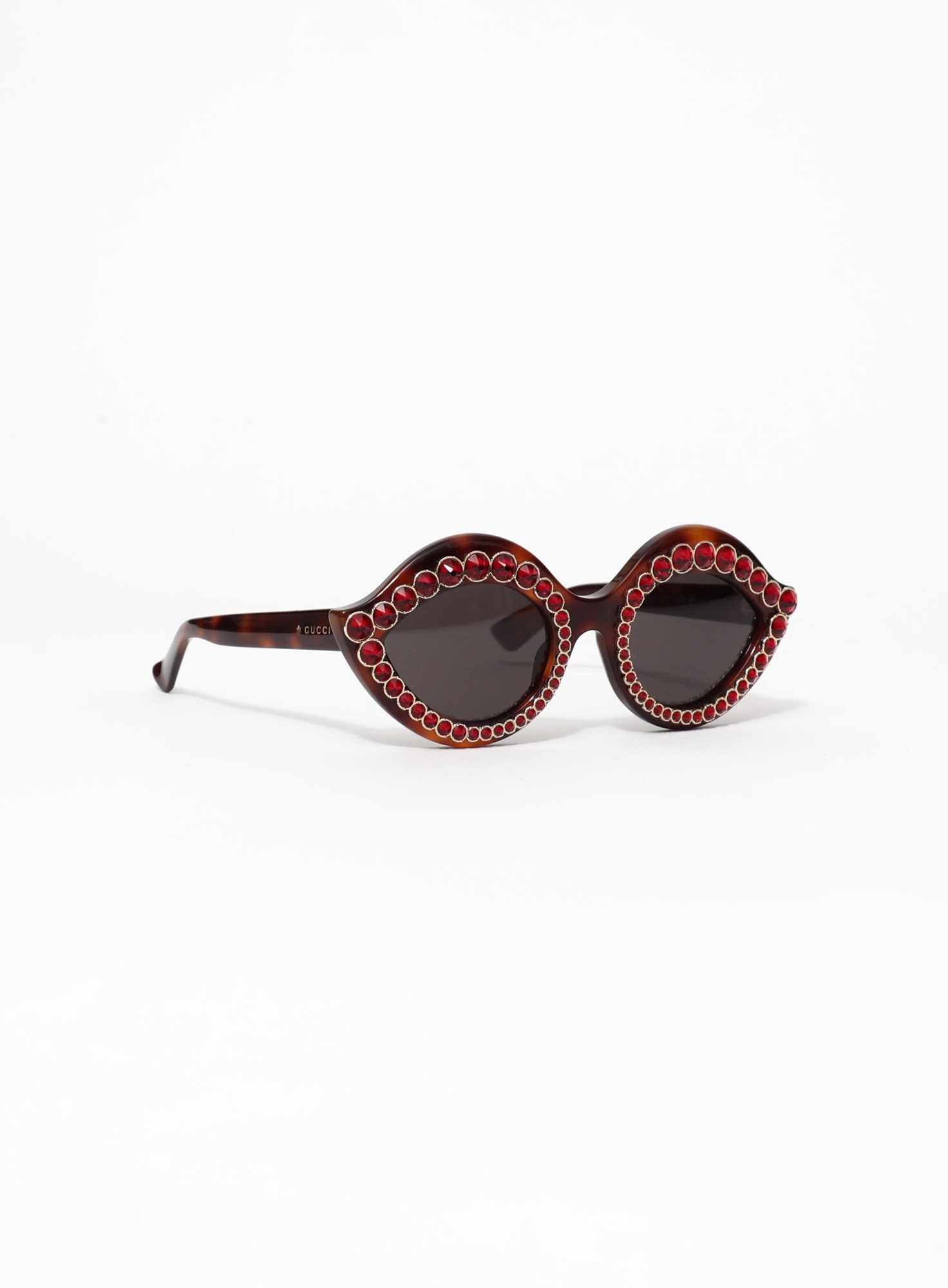 Gucci Lips Crystal Sunglasses GUCCI LIPS CRYSTAL Sunglasses 4287 Cat Eye Gold Metal Frame  main image 3