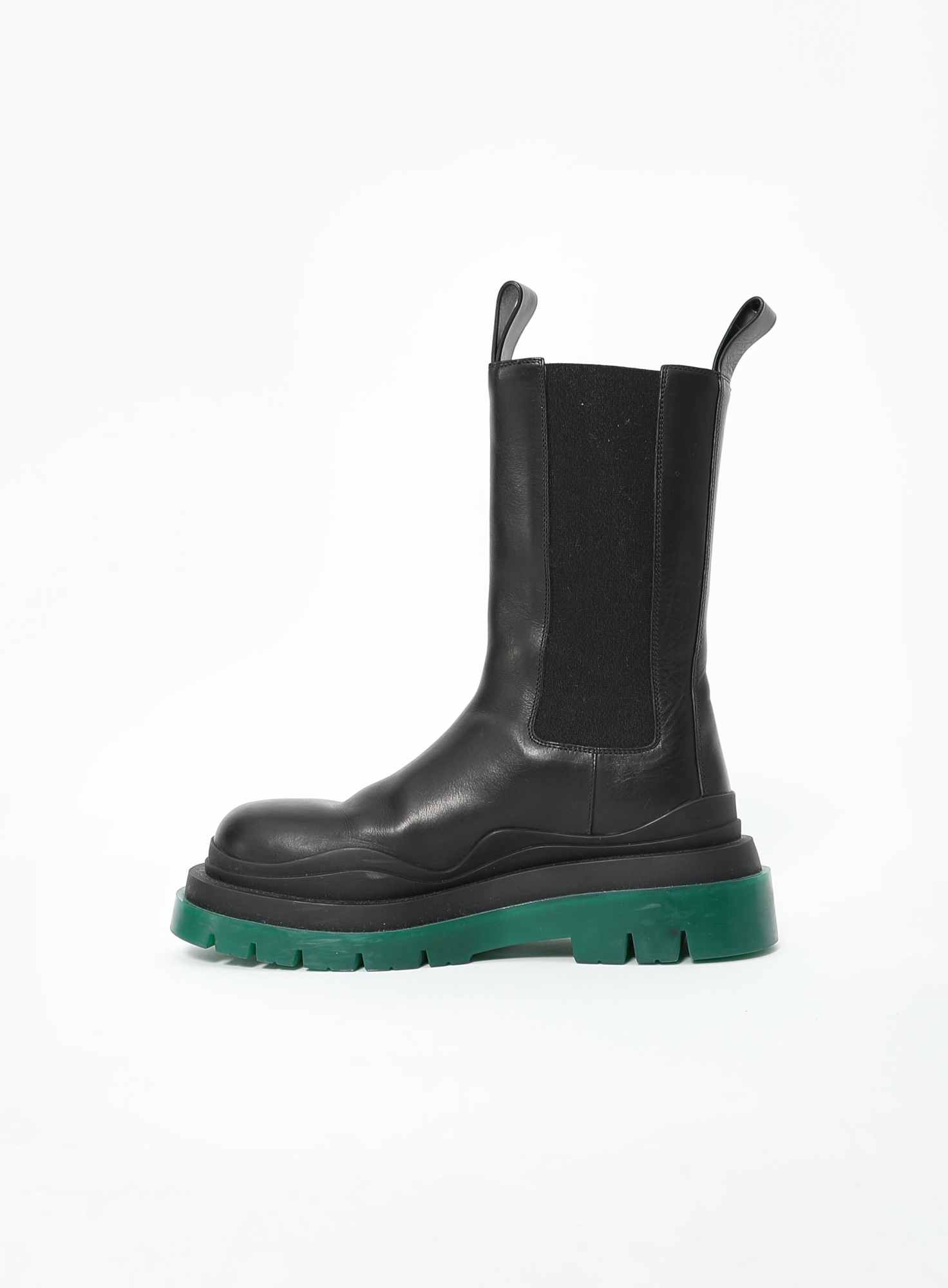 Bottega Veneta Tire Chelsea Ankle Boots Black/ Mint New In Box Bottega Veneta Low Chelsea Tire Ankle Boots in  main image 2